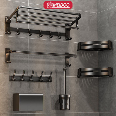 Giá treo khăn/ cọ trang điểm MEIDOO gắn tường gấp gọn tiện lợi
