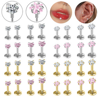  1 PC Thép Không Gỉ Lip Studs 16G   18G Sụn Stud Bông Tai 6mm   8mm Ngôi Sao Tình Yêu Pha Lê Bạc Vàng Xoắn Ốc Ốc Sụn Xuyên Bông Tai 