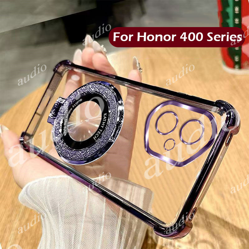 Ốp điện thoại trong suốt mạ bốn góc Honor 400 5G có giá đỡ cho Honor 400 Pro HONOR400 Pro 5G Ốp lưng