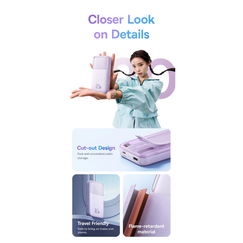 Sạc Dự Phòng Baseus Comet Series 20000mAh 22.5W - Sạc Nhanh, Hiện Thị Kỹ Thuật Số, Liền Cáp C và L | BigBuy360 - bigbuy360.vn