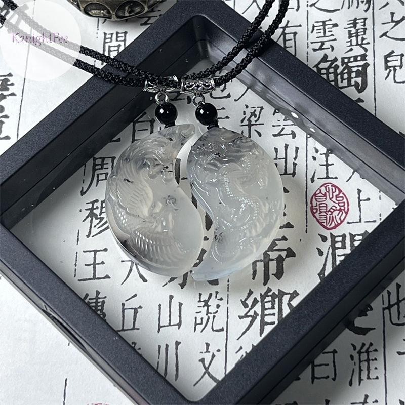 K2nightfee 2 Chiếc Rồng Phượng Ngọc Mặt Dây Chuyền Vòng Cổ May Mắn Trừ Tà Ác Thần An Toàn Tốt Lành Ch Vòng Cổ Cặp Đôi Quà Tặng VN