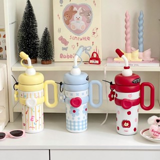 Cốc hâm nóng đá chân không 316 thép không gỉ dung tích lớn cốc đựng nước hình ống hút dễ thương