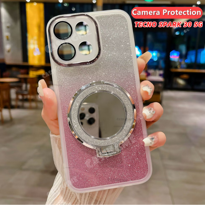 Tecno Spark 30 5G 2024 Gương Giá Đỡ Từ Tính Vỏ Lấp Lánh Cho TECNO Spark30 30Spark Spark 30 30C 30 C 