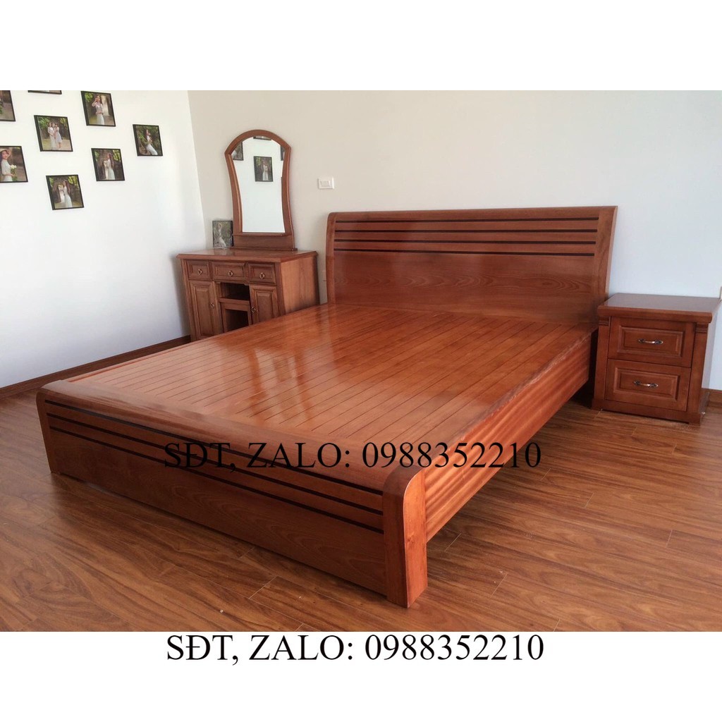 Giường chân cuốn xoan đào 2mx2m2