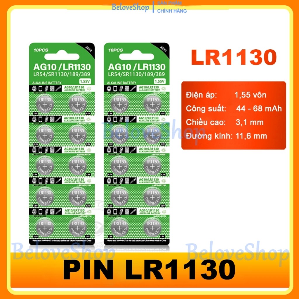 Pin Cúc Áo Vỉ 10 Viên (AG13 LR44) (AG10 LR1130)