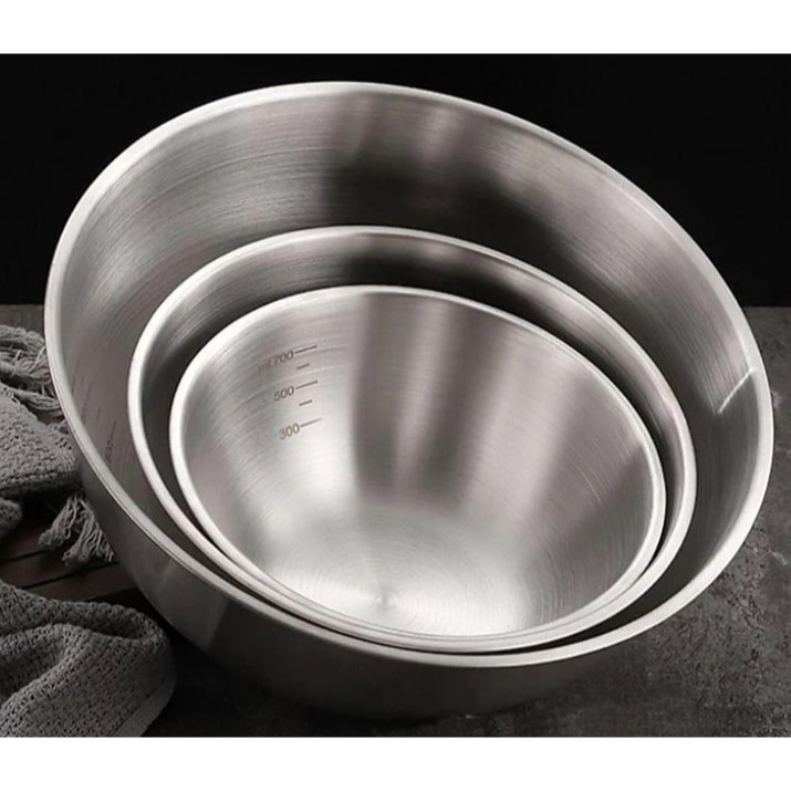 [ COMBO 3 CHẬU ] Thau inox  Chậu Inox 304 - Âu Inox 304 Hàng Cao Cấp Nhập Khẩu Trực Tiếp Dày Dặn, Đẹ
