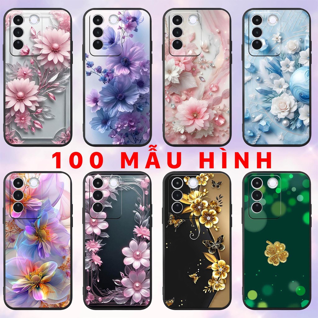 ốp lưng vivo v27 5g - s16 - s16 pro - in hình hoa lá cỏ bốn lá hoa hồng nhựa dẻo tpu bảo vệ camera c