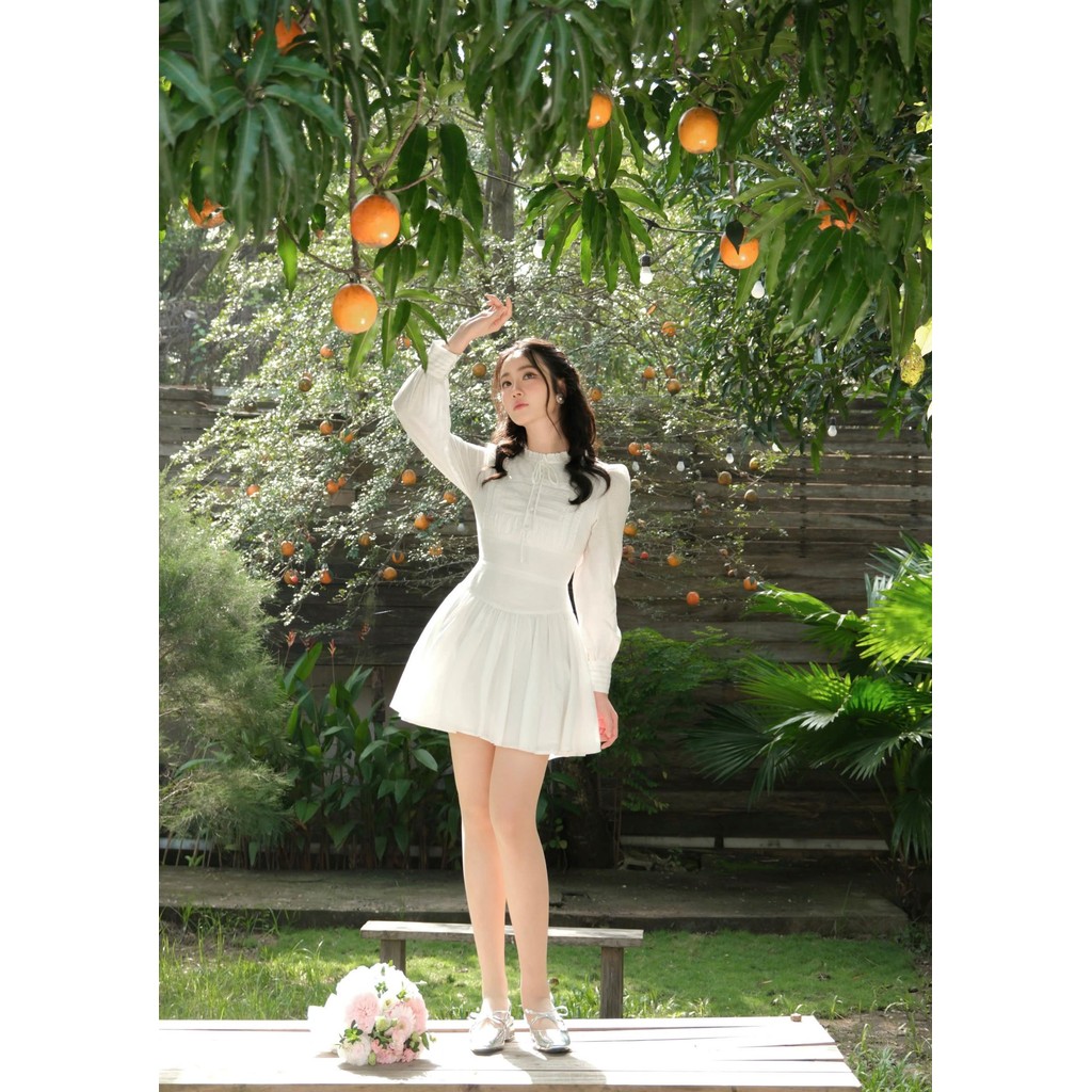 Váy đầm tiểu thư trắng sang chảnh thanh lịch tay dài phồng COQUI, đầm dáng ngắn xoè cổ điển LIRA DRESS, Đầm dự tiệc | BigBuy360 - bigbuy360.vn