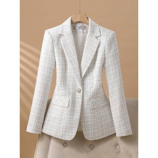 Áo vest kẻ sọc trắng áo vest nữ hàn quốc khoác blazer nữ công sở sang chảnh cao cấp vét véc áo đi làm nữ chất vải 2 lớp dày dặn dài tay
