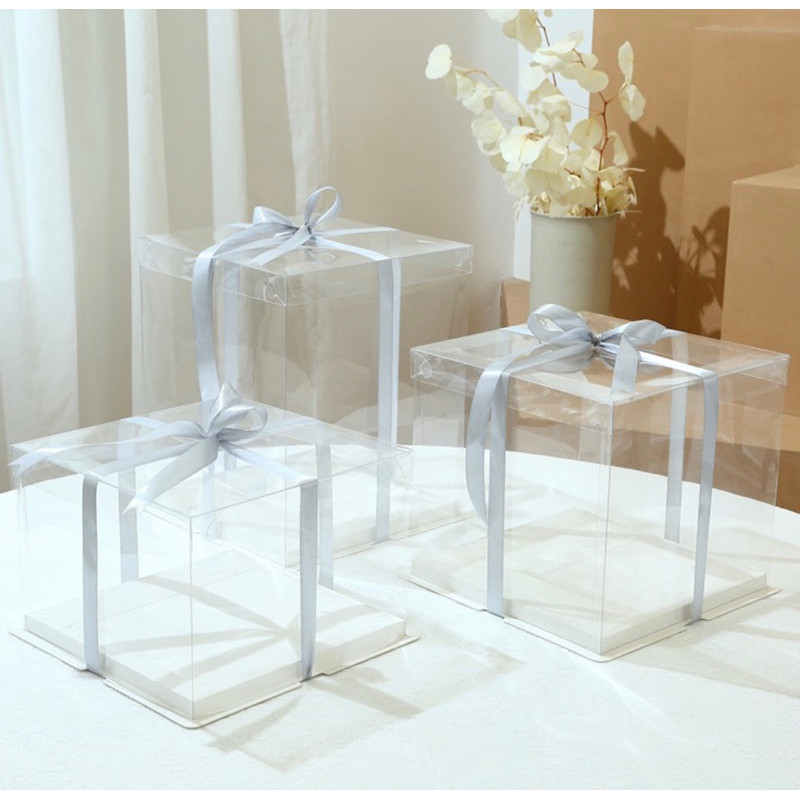 HỘP MICA TRONG SUỐT đủ size 26cm-28cm-30cm-32cm trang trí bánh kem, đựng quà tặng