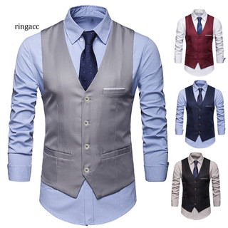 [Rc2] Phù Hợp Với Áo Vest Màu Trơn Slim Fit Cổ Chữ V Cổ Điển Dạo Phố Phong Cách Hàn Quốc Thu Đông Áo Khoác Đơn Cho Bữa Tiệc