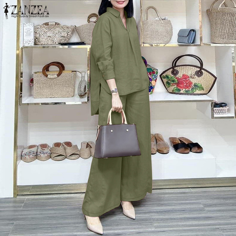 Zanzea Nữ Hàn Quốc Xếp Ly Tay Đèn Lồng Co Giãn Dây Thắt Lưng Rộng Hai Mảnh Trang Phục | BigBuy360 - bigbuy360.vn