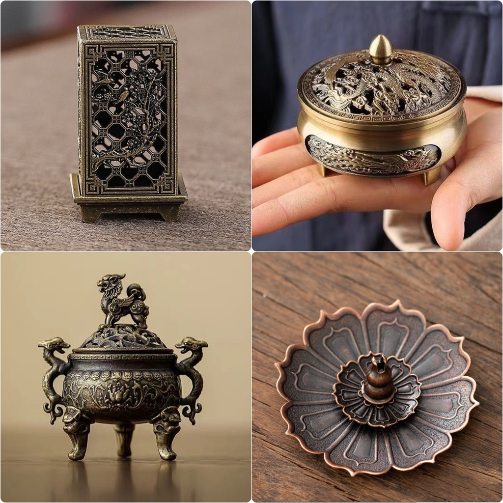 Lư Hương Đốt Trầm Hương Kì Lân Tài Lọc Qúa Lớn - Tặng Đế Chống Cháy - Lư Đốt Nhang Vân Mây Giữ Vòng Trầm Hương Tài Lọc