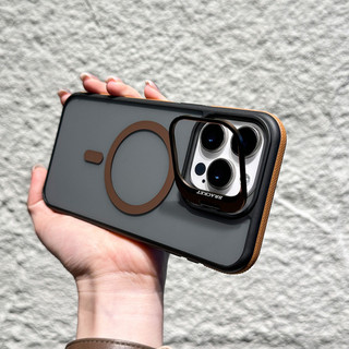 Sang Trọng Đôi Màu Kim Loại Ống Kính Chủ Magnetic Trường Hợp Đối Với iPhone 16 Pro Max 15 12 11 13 14 Pro Max Cộng Với Gấp Đứng Mờ Chống Sốc Cứng Cover Quay Lại