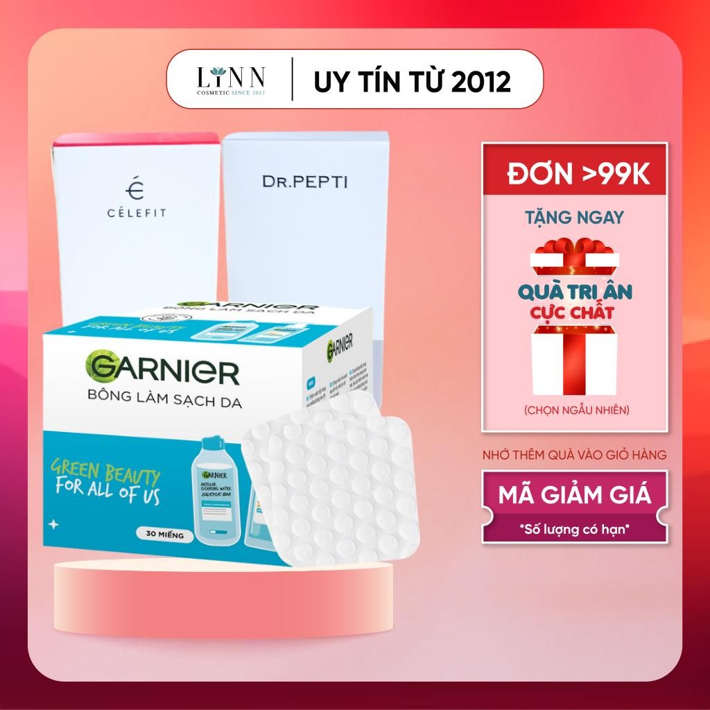 Bông tẩy trang quà tặng Dr. Pepti / Celefit / Garnier - bông tẩy trang sample từ các hãng cao cấp
