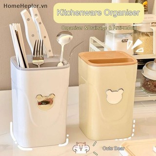 Giá đỡ khối dao tận hưởng, Giá đỡ dao thoát nước nhà bếp đa chức năng, Dụng cụ sắp xếp dao tiết kiệm không gian nhỏ cho mặt bàn [Mới]