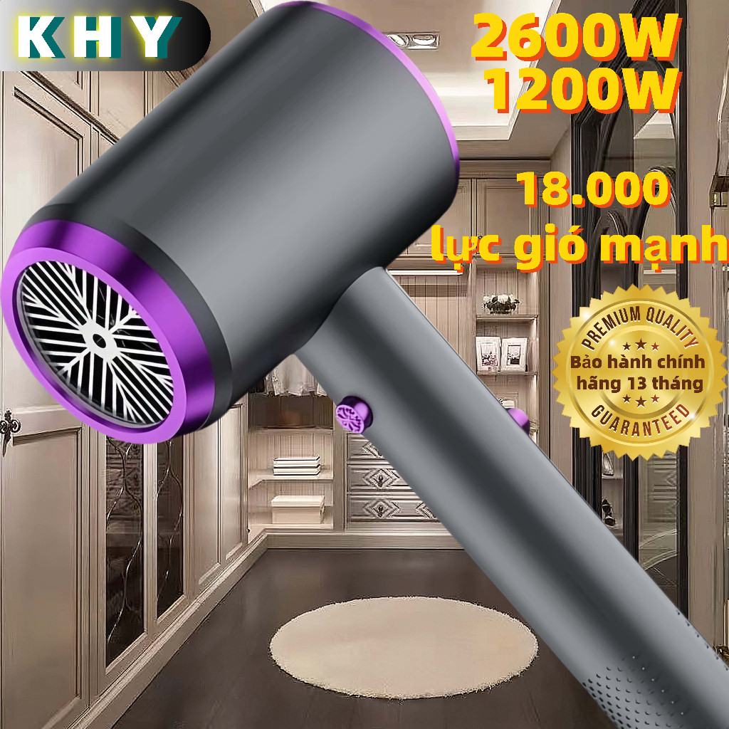 KHY Máy sấy tóc 2 chiều nóng lạnh - Nhiều màu - 1200W/2600W công suất lớn - Salon, gia đình - Ion âm