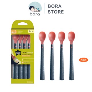 Thìa ăn dặm báo nóng Tommee Tippee Heat Sense bề mặt kháng khuẩn cho bé từ 4 tháng (set 4 thìa mẫu mới, tách lẻ)