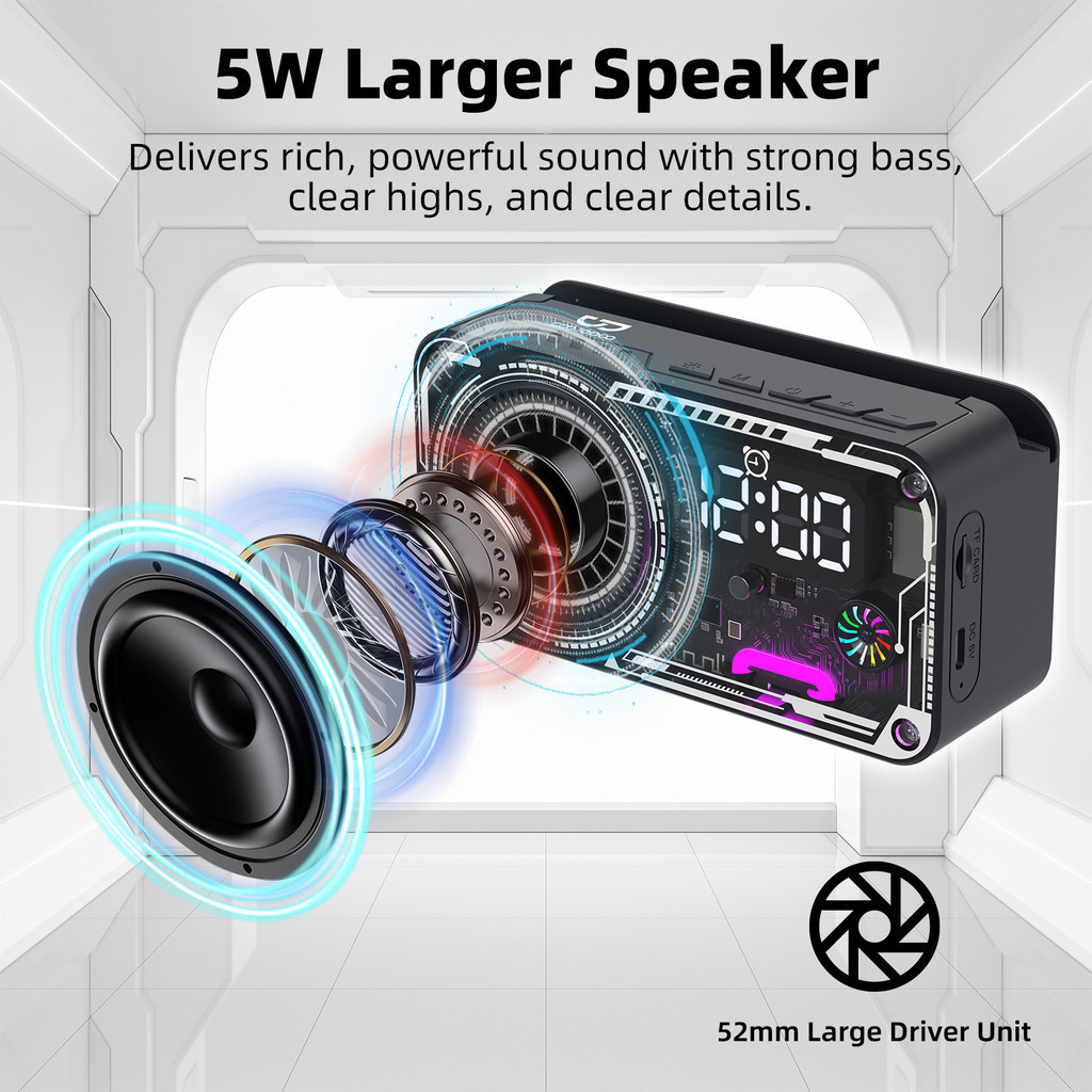 Loa không dây Bluetooth 5.3 GOOJODOQ Thiết kế cơ học có màn hình LED hiển thị thời gian Loa di động | BigBuy360 - bigbuy360.vn