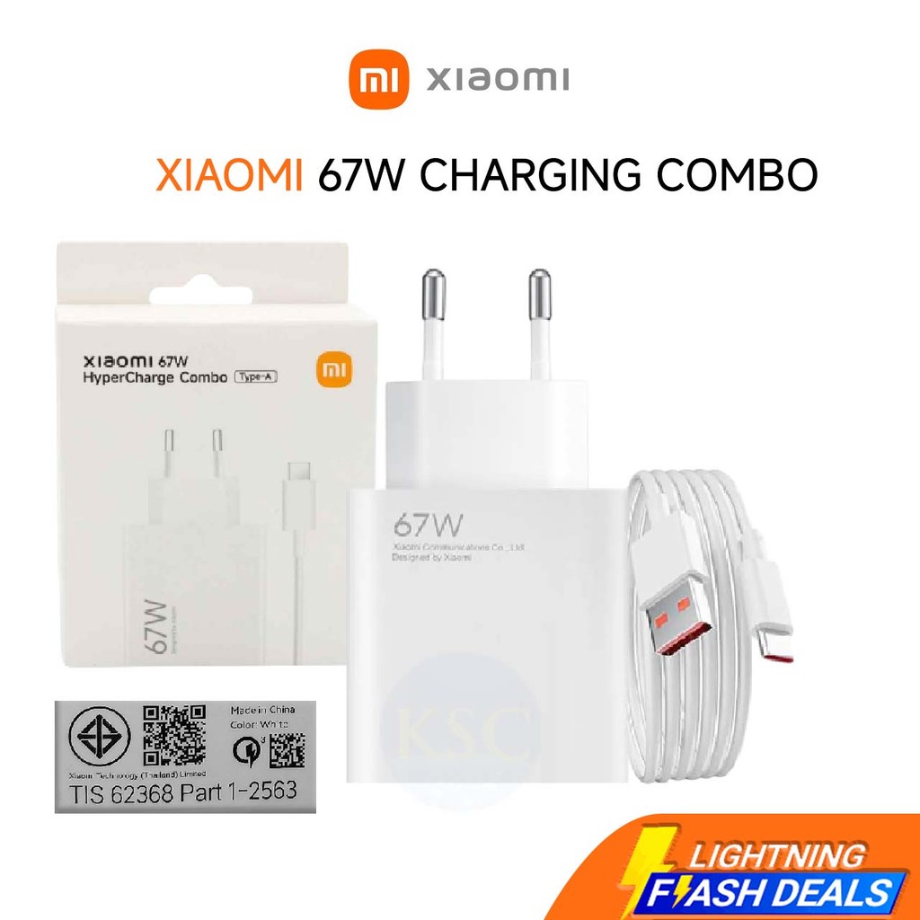 Combo Sạc Xiaomi 67W (Type-A) Bộ Sạc EU Nhanh 67W Với Cáp USB Sang Type-C