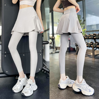 Quần Legging Yoga Thể Thao Nữ Có Váy, Chạy Bộ Ngoài Trời Thoáng Khí Đi Xe Đạp Thể Dục Cầu Lông Huấn Luyện Quần Cá Mập