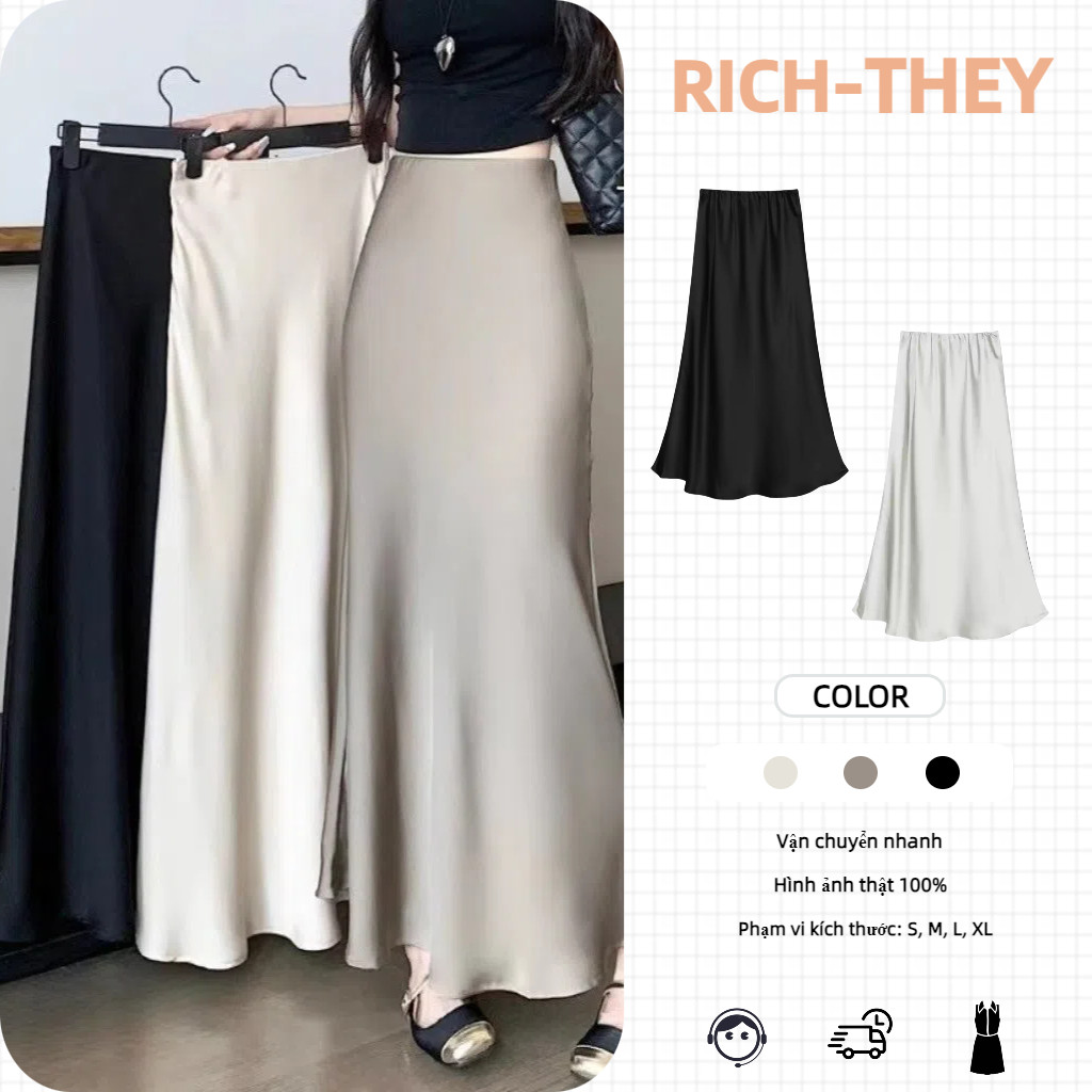 RICH-THEY Váy Satin Đuôi Cá Siêu Dài Thời Trang Gợi Cảm Váy Maxi Mùa Hè Váy Chữ A-V096 | BigBuy360 - bigbuy360.vn