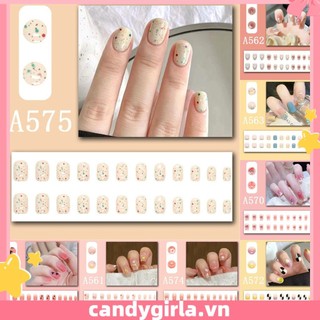 ✳candy ✳Candy 26 Loại Móng Tay Giả Có Thể Tháo Rời Đơn Giản Hoa Hồng Cầu Vồng Phong Cách Tình Yêu Cho Cô Dâu Khiêu Vũ 24PCS Nghệ Thuật Làm Móng Mặc Áo Giáp Dụng Cụ Làm Móng Tự Làm Làm Sẵn Girla.vn Girla.vn