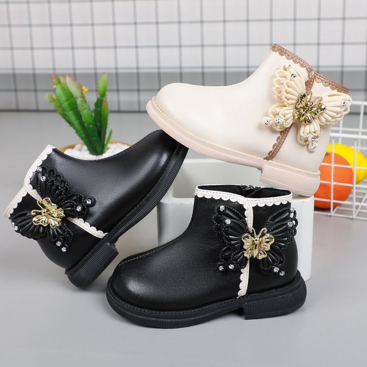 Bốt Bé Gái Da Mềm, Boot Bé Gái, Giày Bốt Cho Bé Gái Đính Cánh Tiên Siêu Xinh Size 26-37