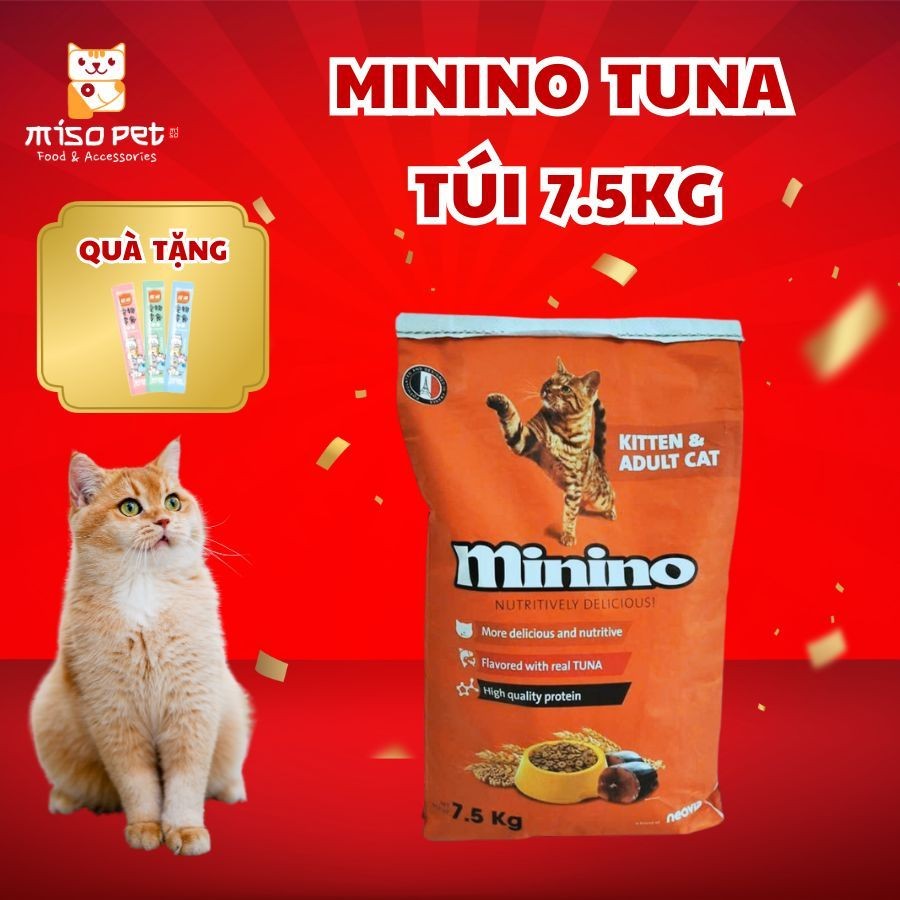 7,5Kg Thức Ăn Hạt Cho Mèo Mọi Lứa Tuổi Minino Tuna Bao Xá