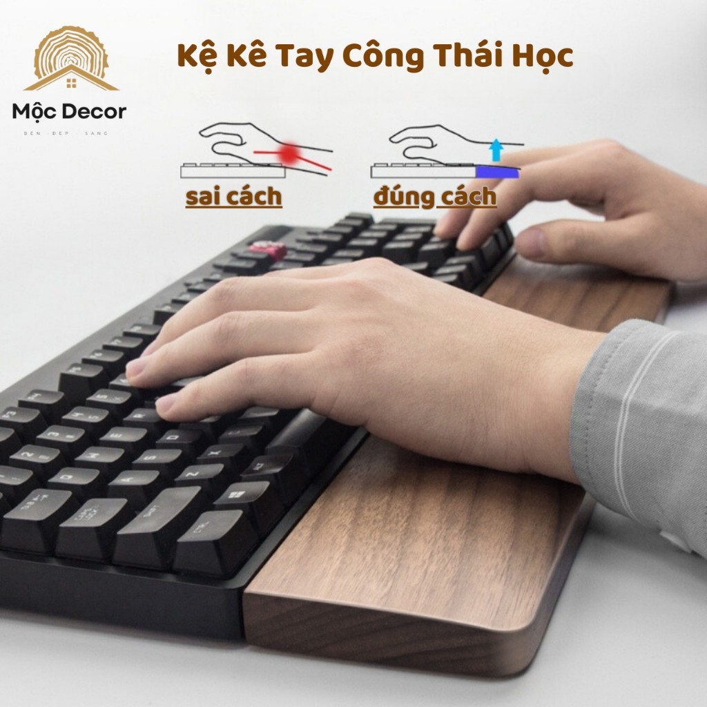 Kê Tay Bàn Phím Máy Tính Công Thái Học Gỗ Tự Nhiên - Xưởng Mộc Maido