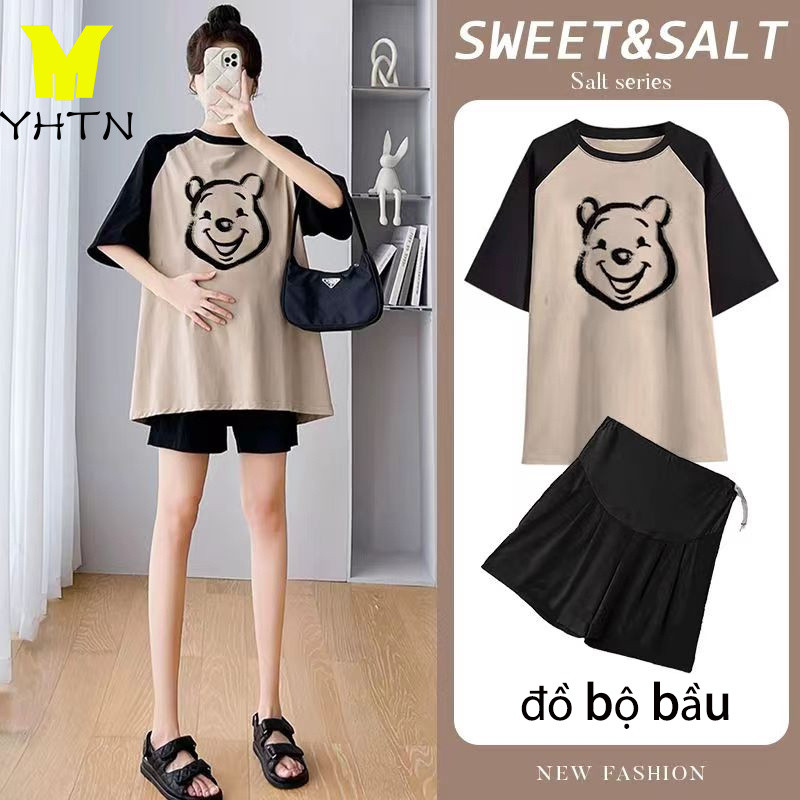 YHTN đồ bộ bầu chất lượng cao set quần áo sang chảnh mùa hè xinh dễ thương bigsize Thời trang đồ cho