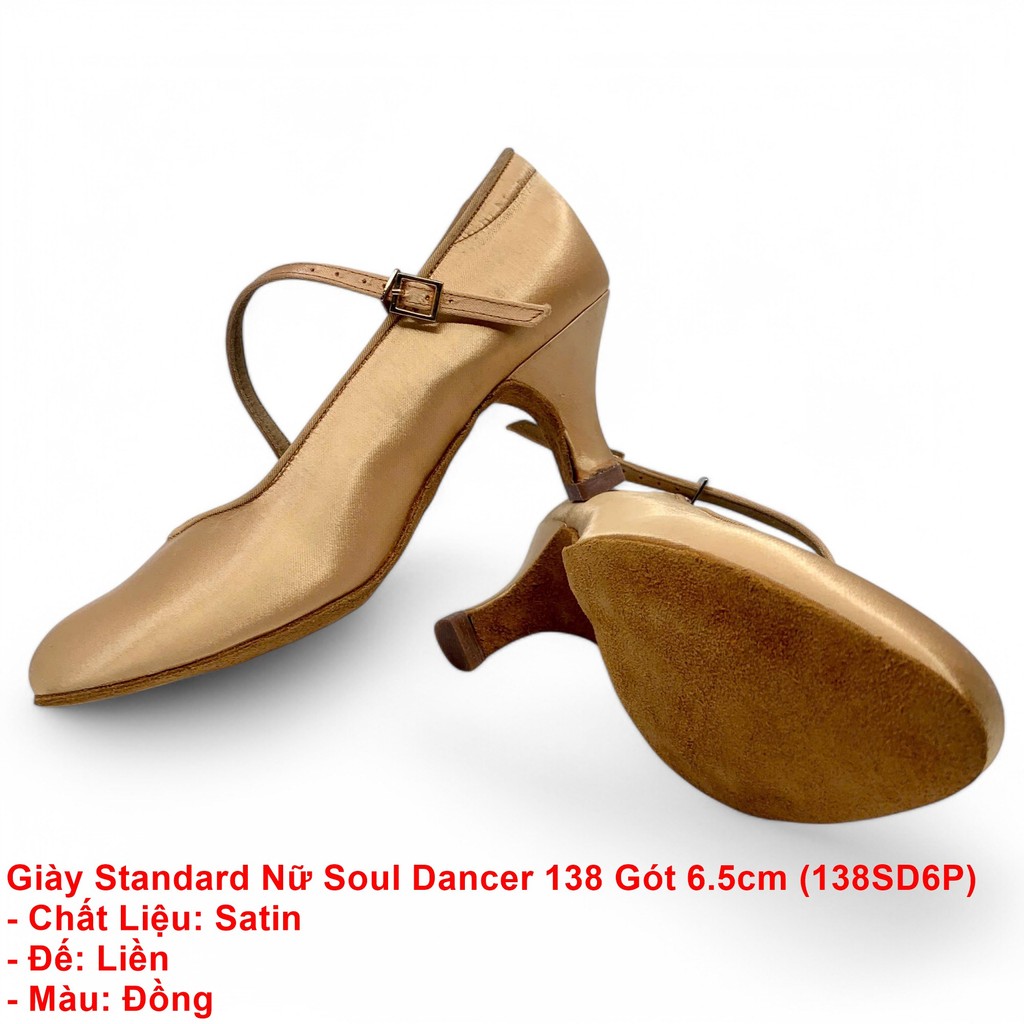 Giày Khiêu Vũ Dancesport Standard Nữ SoulDancer 138 Gót 6.5cm (138SD6P) - Satin (Tặng Túi Đựng Giày)
