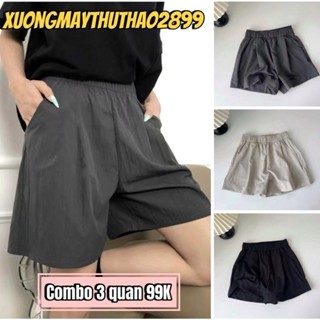 [ SÉT 3 QUẦN  ] SOOC ĐŨI VÂN MÂY CO TÚI CHẤT MÁT MÙA HÈ