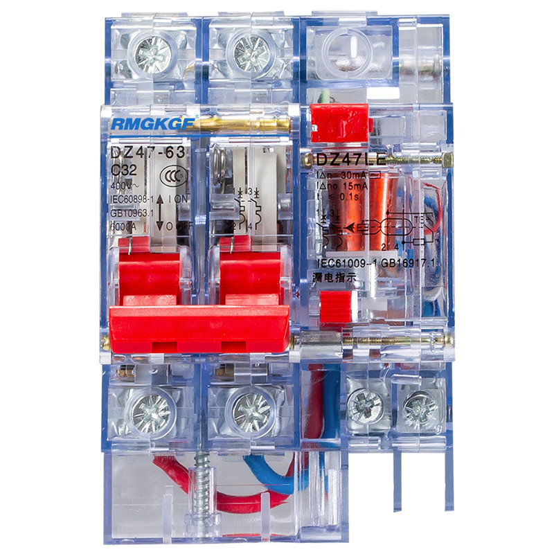 DZ47LE-10A 16A 32A 63A Vỏ bảo vệ rò rỉ nhỏ trong suốt rỗng có bảo vệ rò rỉ
