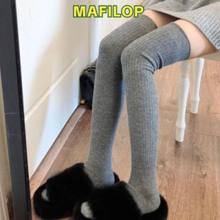  MAFILOP Tất bê dệt kim  Tất dài nữ Cotton cao đến đầu gối Tất dài đến đầu gối bằng len nguyên khối Skinny vớ dài đến đầu gối 
