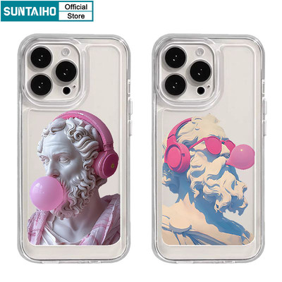 Suntaiho Thẩm Mỹ Vỏ Độc Đáo Họa Tiết Điêu Khắc Ốp Điện Thoại Cho Iphone 16 15 14 13 12 11 Pro Max IP 7 8 Plus Iphon X Xs XR Xs Max TPU Mềm Cao Cấp Chống Sốc Ốp Lưng
