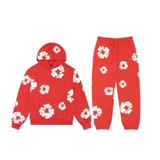 Giáng Sinh Màu Đỏ Quần Áo Nam Bông Tai Kẹp Gothic Áo Chui Đầu Áo Bộ Y2K Hip-hop Áo Nam Nữ Cross Kapok Biên Giới Hoa In Hình Áo Khoác CNY Quà Tặng