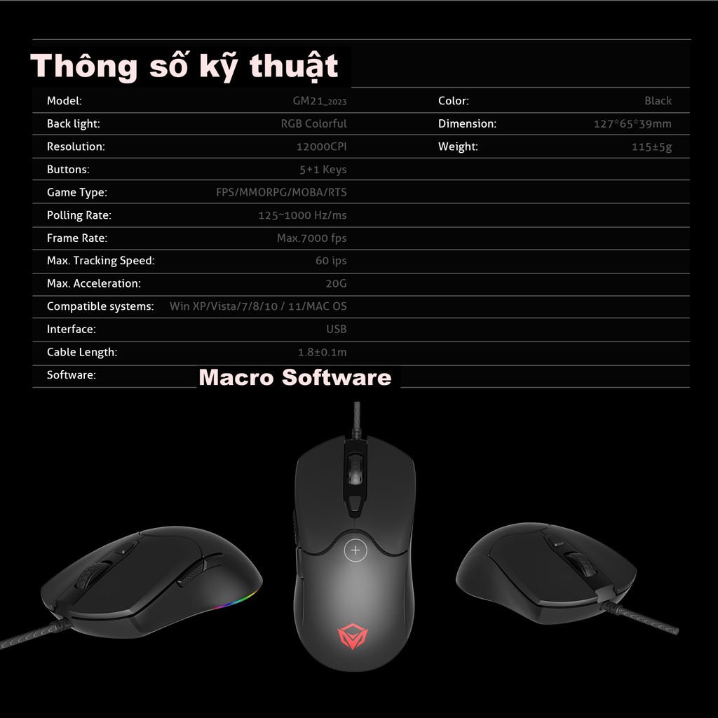 Chuột Chuyên Game Meetion GM21 Có App Cài Đặt Macro Độ Nhạy Max12000DPI Led Viền RGB Phù Hợp Chơi Game Chuyên Nghiệp | BigBuy360 - bigbuy360.vn