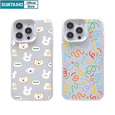 Suntaiho Ngộ nghĩnh Động Vật Đơn Giản Họa Tiết Trong Suốt Mờ Dành Cho Iphone 16 15 14 12 13 11 Pro Max IP 7 8 Plus Iphon X Xs XR Xs Max TPU Silicon Mềm Cao Cấp Chống Sốc Ốp điện thoại
