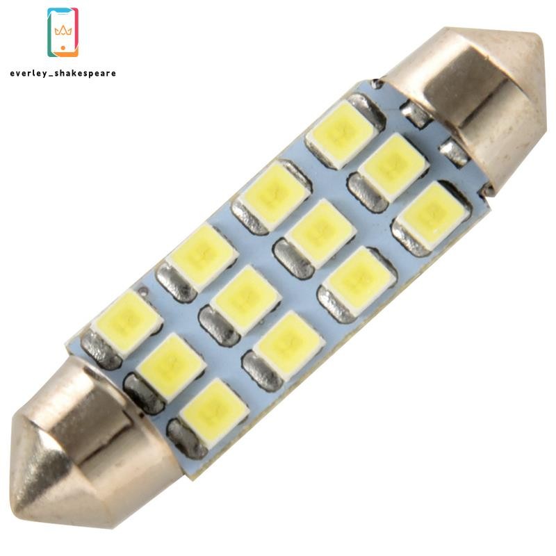 42mm 12 SMD 3528 LED Trắng Nội Thất Ô Tô c5w Dome Festoon Bóng Đèn Đèn DC 12V