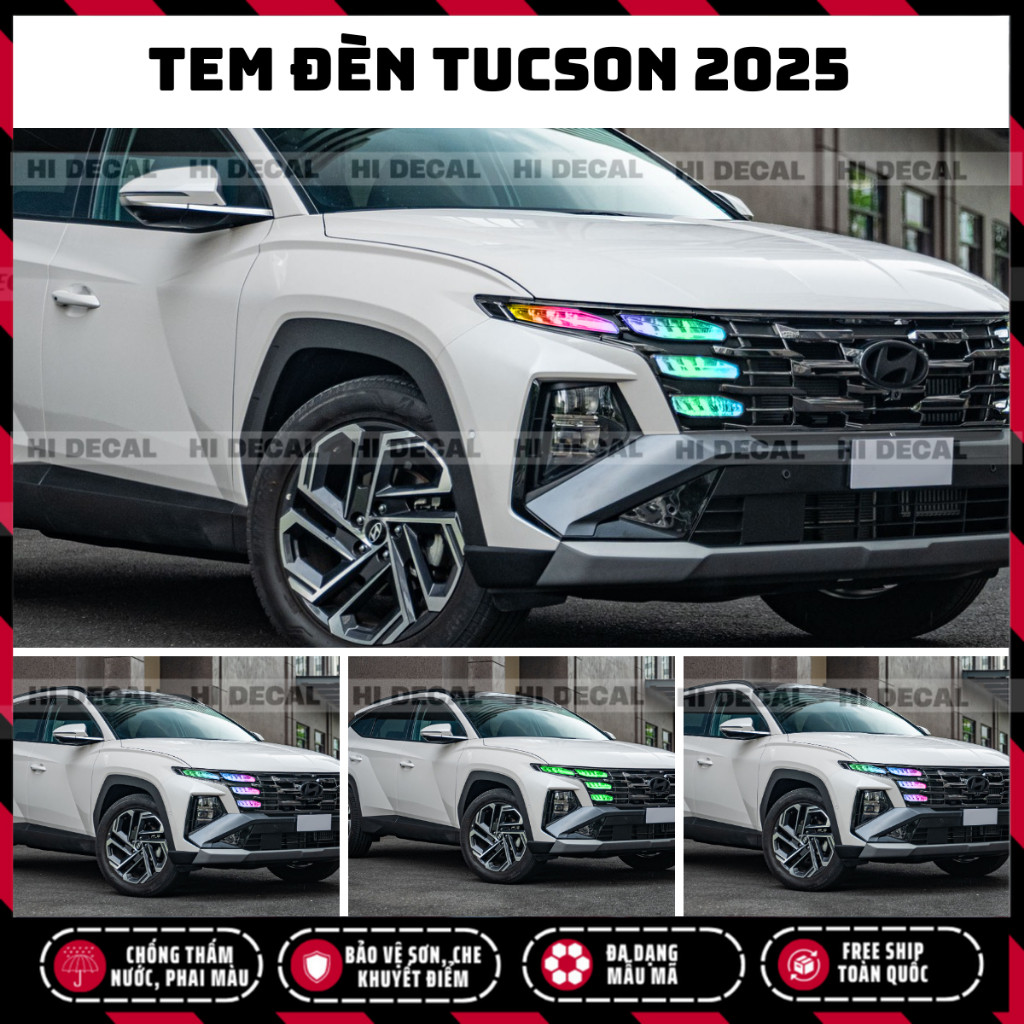 Tucson 2025 Tem dán đèn Tucson 2025 facelift, đổi màu đèn xe mới nhất tem trang trí dán đèn xe chống