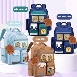 Balo Capybara cặp sách chống gù cho bé trai bé gái đi học tiểu học họa tiết đáng yêu với nhiều ngăn chứa Mẹ Bắp Shop