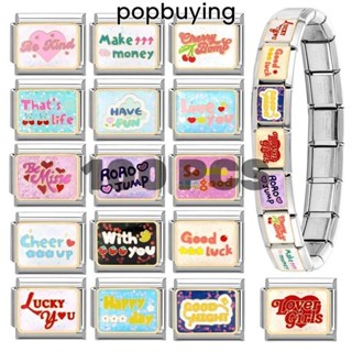  Mới Lạc Quan Văn Bản Quyến Rũ Mô Đun Vòng Tay Phong Cách Ý Liên Kết Charm Fit 9mm Vòng Tay Thép Không Gỉ DIY Trang Sức Làm 