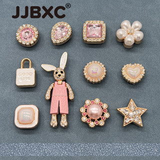 JJBXC cross metal charm Giày Khóa Phụ Kiện Giày Màu Hồng Dễ Thương Kim Cương Đá Quý Thỏ Alice Giày Hoa DIY Thời Trang Giày Phụ Kiện