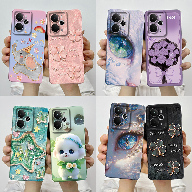 Dành Cho Realme 14 14T 5G Vỏ Thẩm Mỹ Hoa Bướm Đẹp Chống Sốc Ống Kính Máy Ảnh Bảo Vệ Cho Realme 14 14