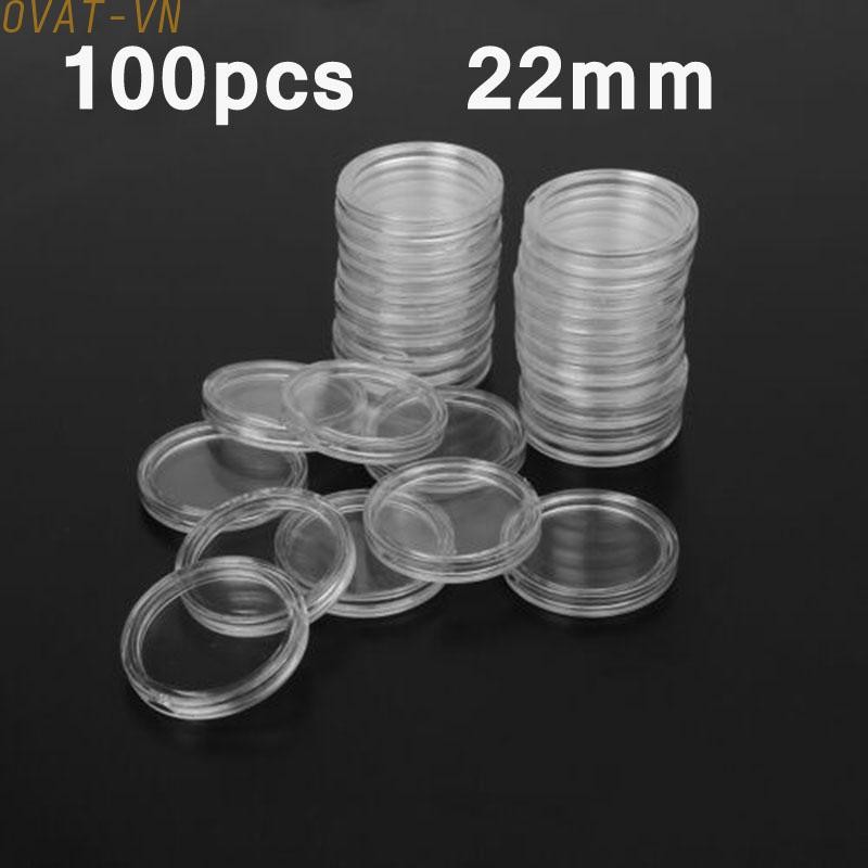 [OVN]Coin Holders Protection Plastic Round Storage Transparent Capsules Clear