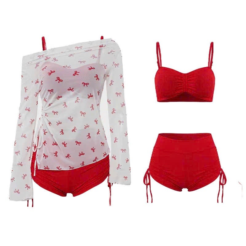 Set bộ đồ bơi bikini 3 chi tiết thiết kế họa tiết nơ trễ vai hottrend phong cách sexy gợi cảm HMH BKN61 | BigBuy360 - bigbuy360.vn