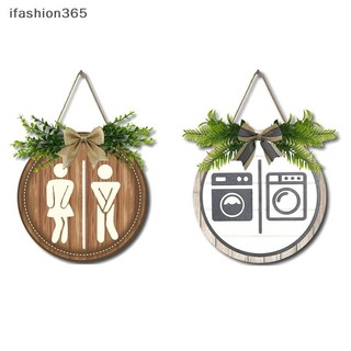 [Ifashion365] Dấu hiệu mộc mạc Trang trí tường Bảng tròn Dấu hiệu giặt Cửa treo phòng tắm Dấu hiệu Unisex Trang trí nhà vệ sinh vui nhộn VN