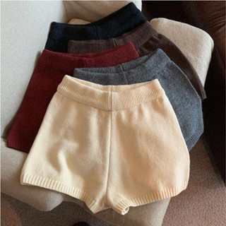 Quần short len dệt kim màu trắng mẫu mới mùa đông cho nữ quần an toàn tập Yoga mặc bên trong Thu Đông