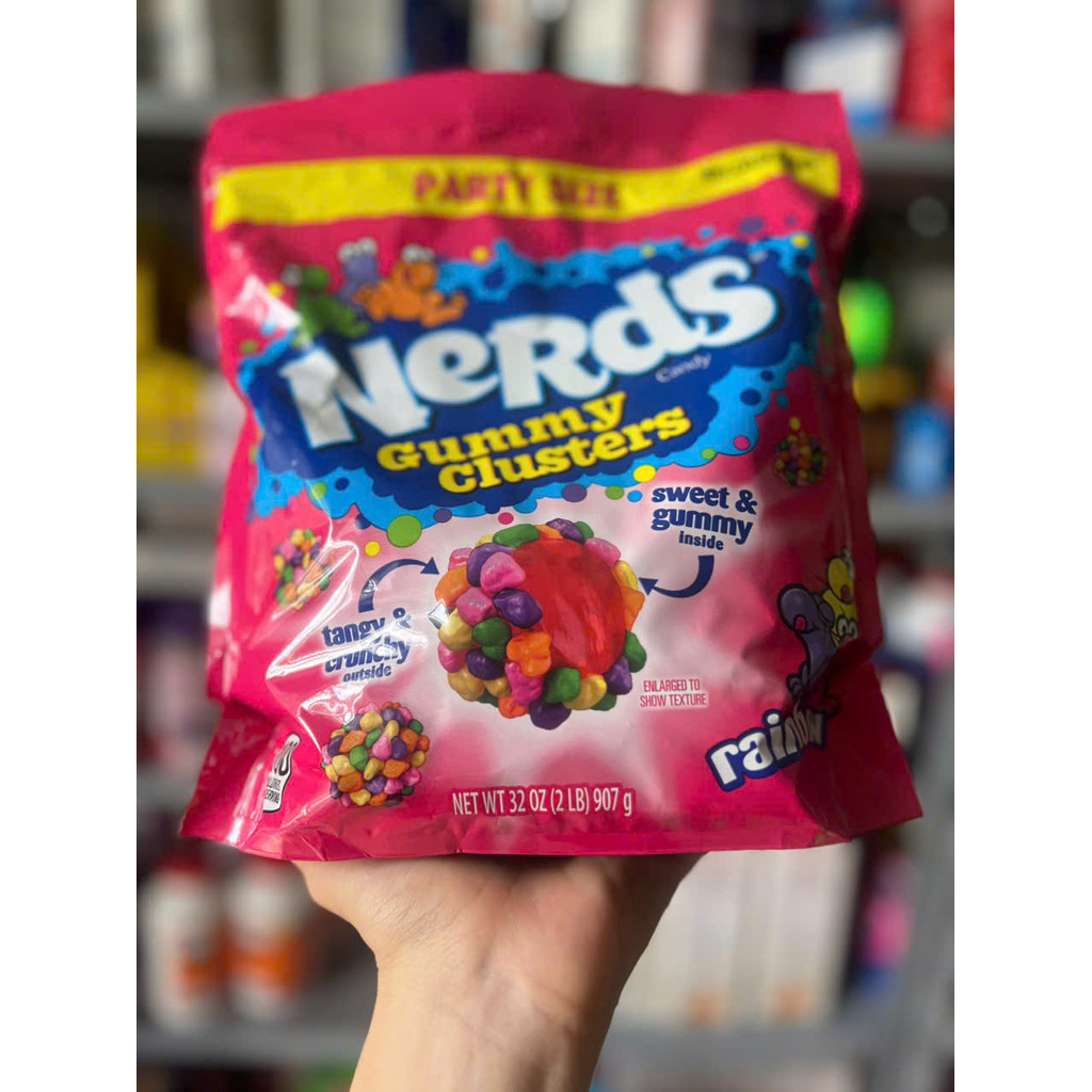 Kẹo dẻo phủ cốm Trái Cây Nerds Gummy Cluster 907g Nerds Rainbow Candy Mỹ